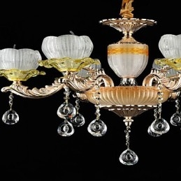 Recurso de liga de zinco clássico tradicional para lustre de metal estilo mini cristal com 6 lâmpadas