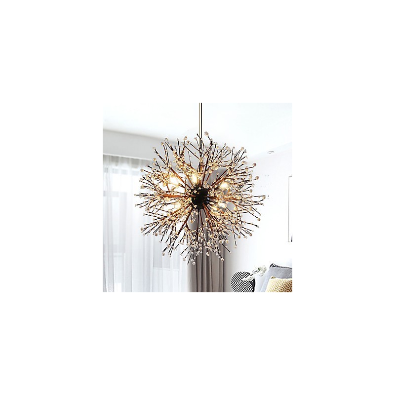 Lustre moderno de fogos de artifício, ferro forjado vintage com 8 luzes, lustre, ilha, iluminação pendente, luz de teto