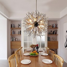 Lustre moderno de fogos de artifício, ferro forjado vintage com 8 luzes, lustre, ilha, iluminação pendente, luz de teto