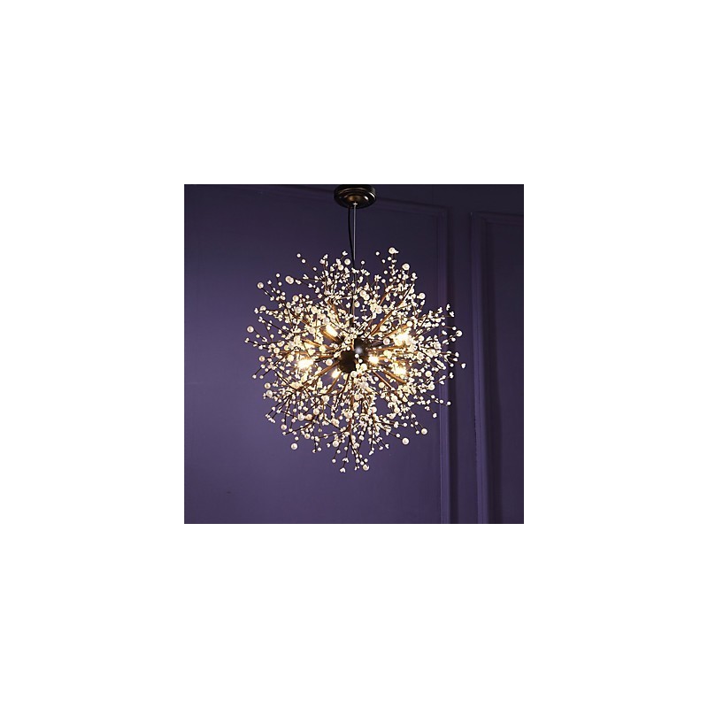Lustre moderno de fogos de artifício, ferro forjado vintage com 8 luzes, lustre, ilha, iluminação pendente, luz de teto
