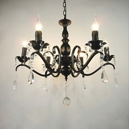 Lustre Simples Cristal Ferro Vela Luzes Decoração Lâmpadas Iluminação
