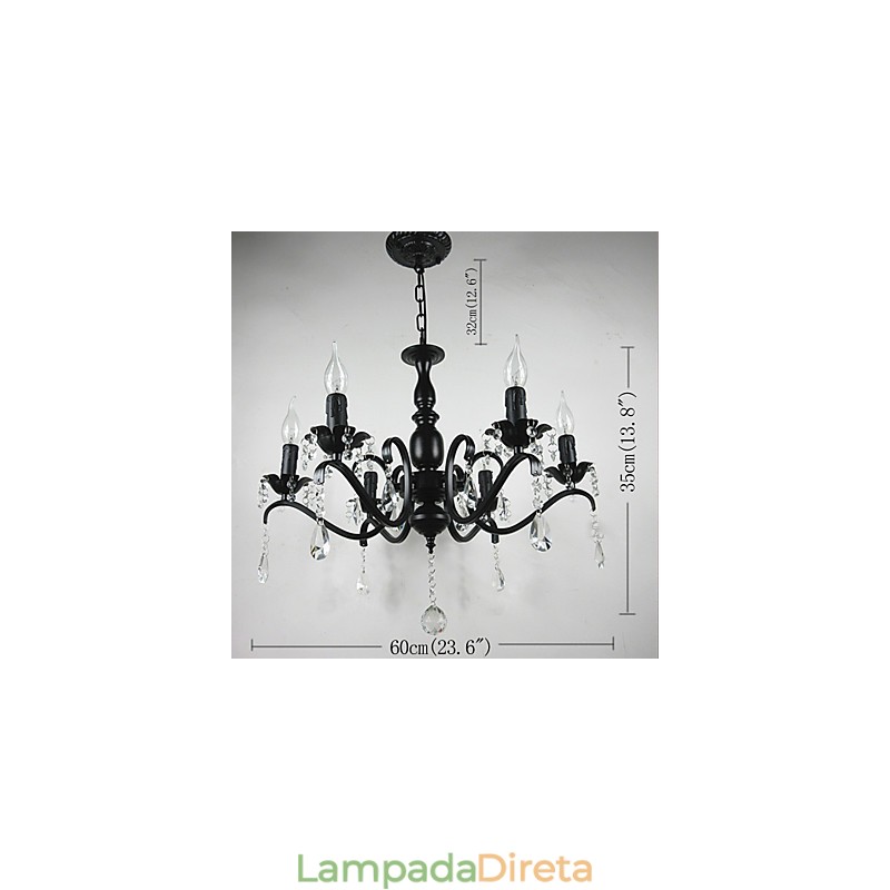 Lustre Simples Cristal Ferro Vela Luzes Decoração Lâmpadas Iluminação