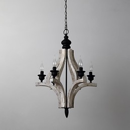 Pintura Vintage Recurso Mini Estilo Madeira Bambu Lustre Lâmpada Decorar Luminária Pendente