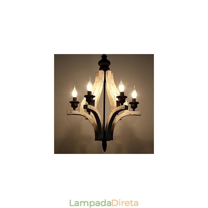 Pintura Vintage Recurso Mini Estilo Madeira Bambu Lustre Lâmpada Decorar Luminária Pendente