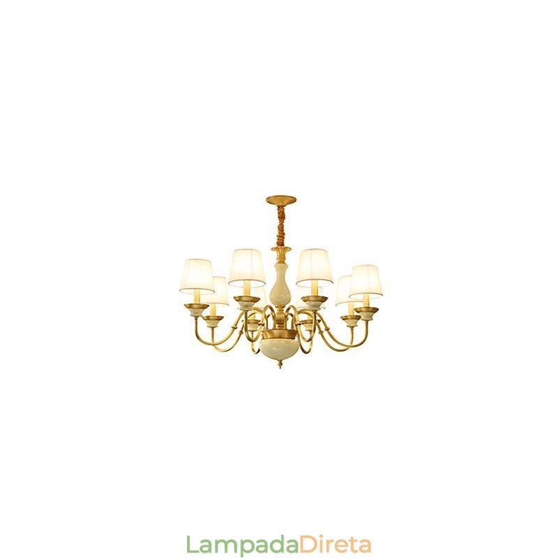 Lustre todo em cobre Lustre decorativo em jade