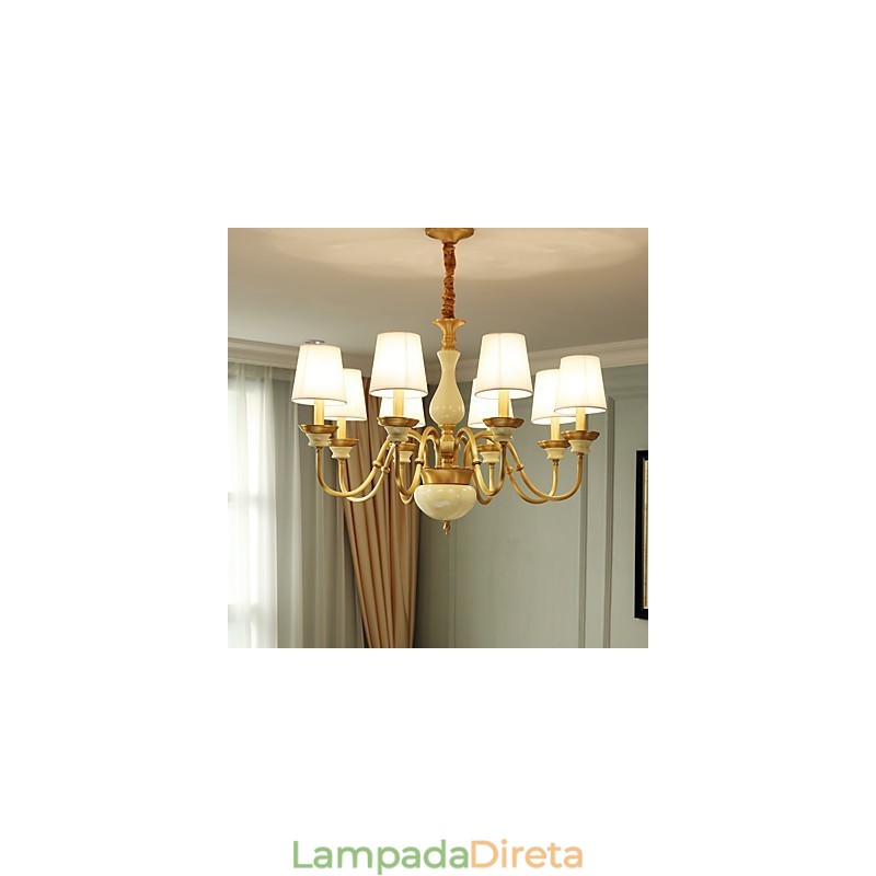 Lustre todo em cobre Lustre decorativo em jade