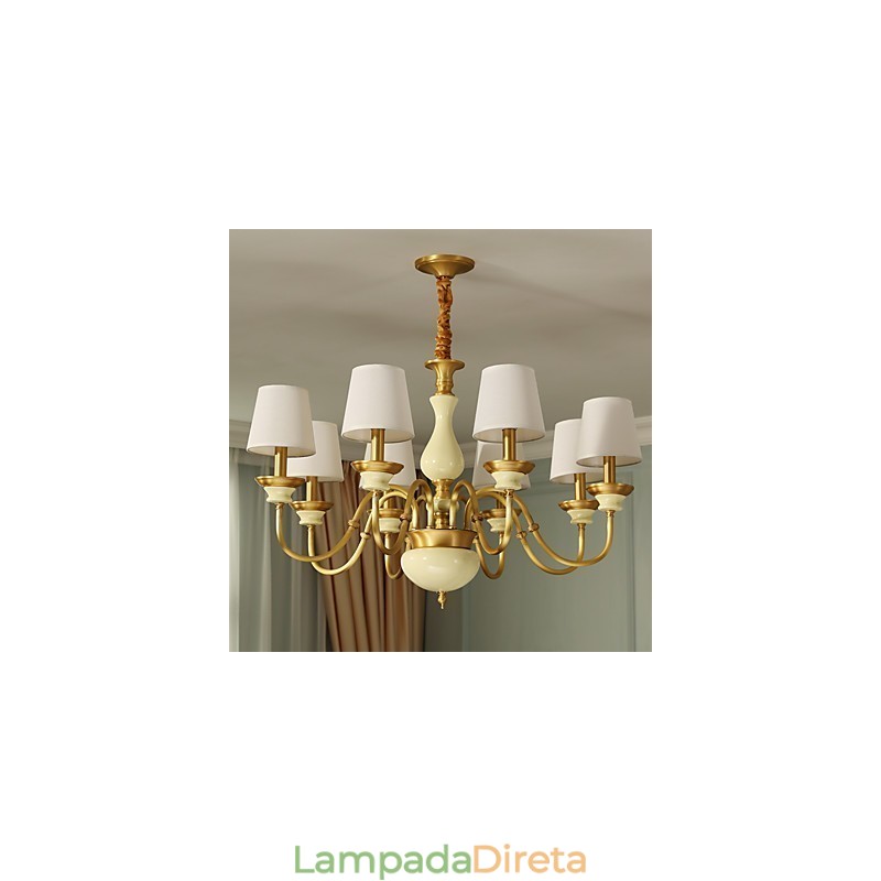 Lustre todo em cobre Lustre decorativo em jade