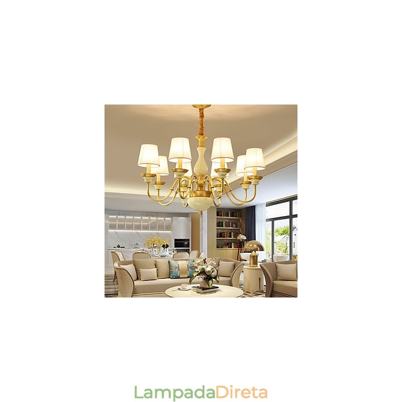 Lustre todo em cobre Lustre decorativo em jade