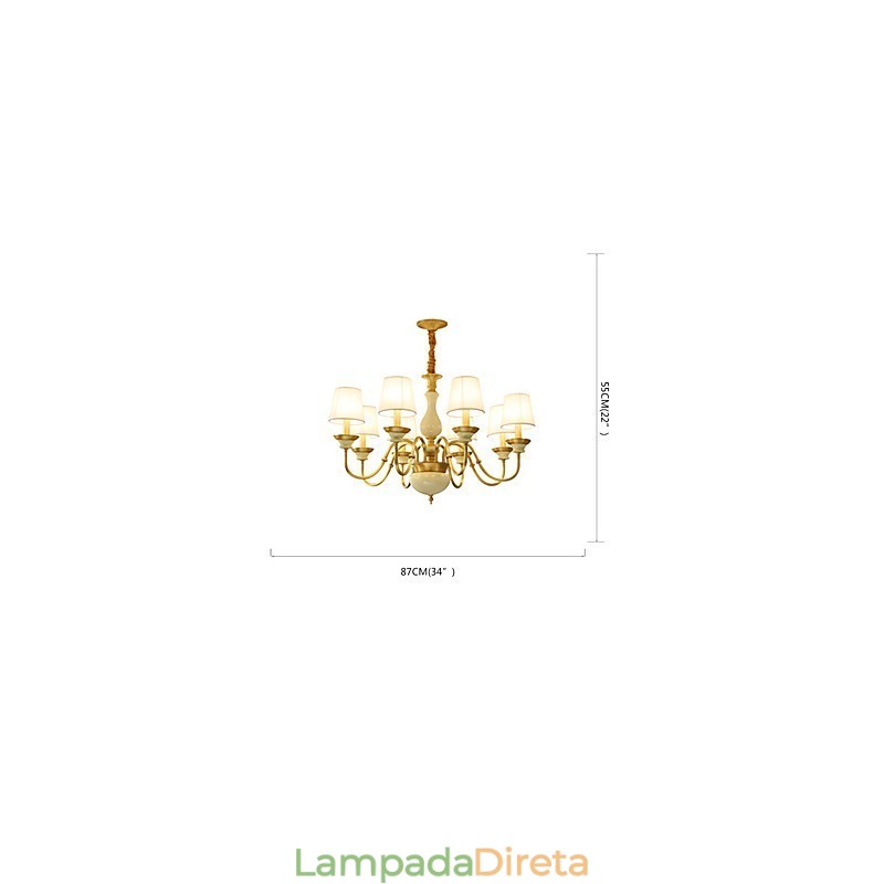 Lustre todo em cobre Lustre decorativo em jade
