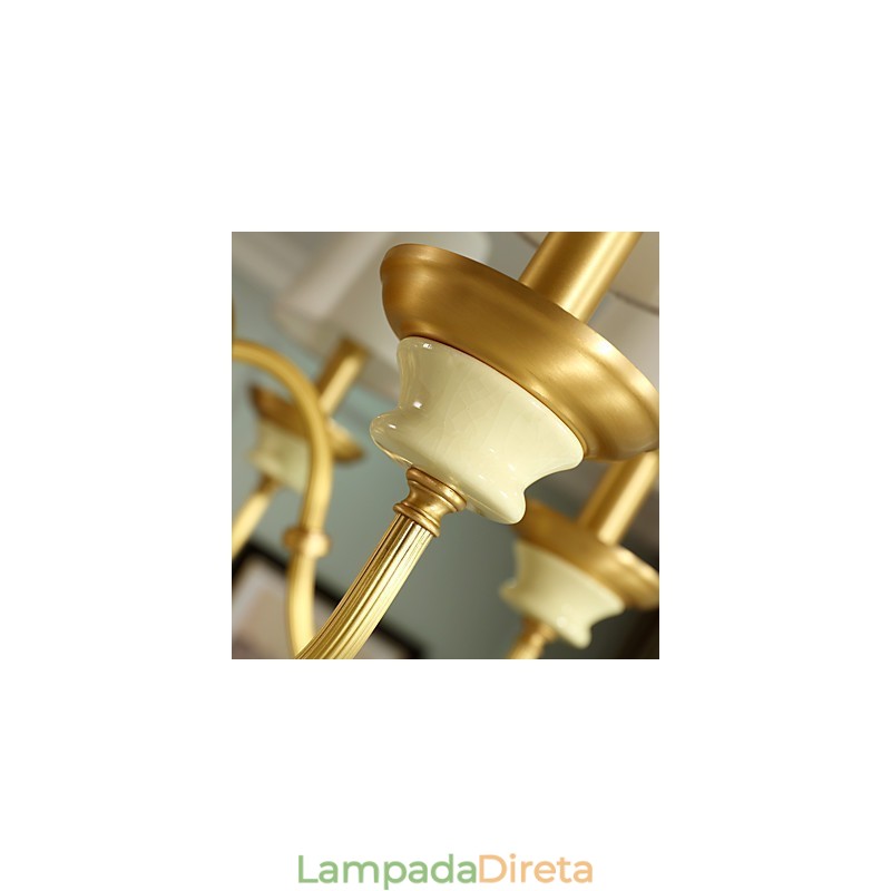 Lustre todo em cobre Lustre decorativo em jade