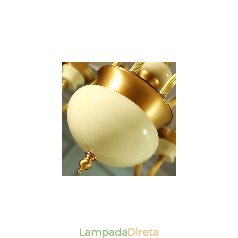 Lustre todo em cobre Lustre decorativo em jade