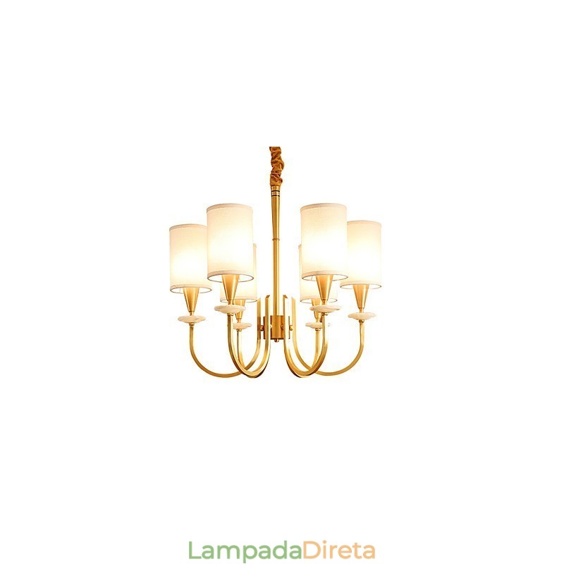 Lustre todo em cobre Lustre decorativo em jade