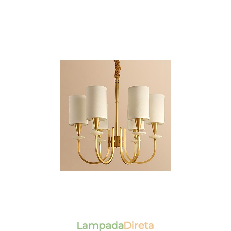Lustre todo em cobre Lustre decorativo em jade