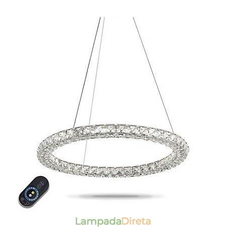 Lustre de cristal moderno com pingente de anel, luminária de teto, luminárias internas, regulável com controle remoto Lustre de cristal moderno com pingente de anel, luminária de teto, luminárias internas, regulável com controle remoto