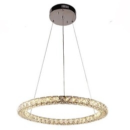Lustre de cristal moderno com pingente de anel, luminária de teto, luminárias internas, regulável com controle remoto