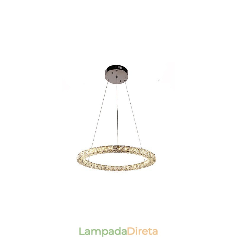 Lustre de cristal moderno com pingente de anel, luminária de teto, luminárias internas, regulável com controle remoto