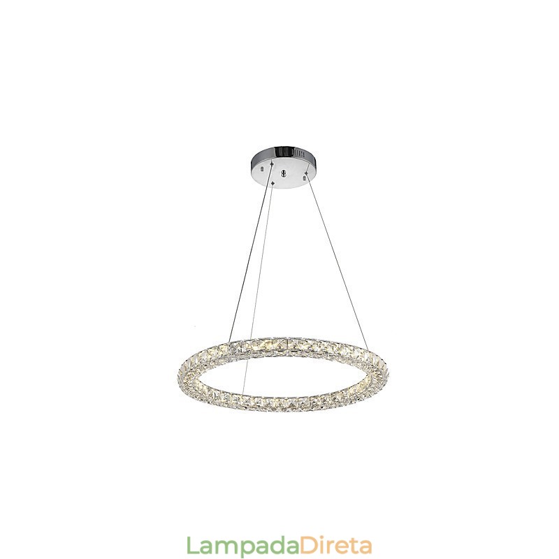 Lustre de cristal moderno com pingente de anel, luminária de teto, luminárias internas, regulável com controle remoto