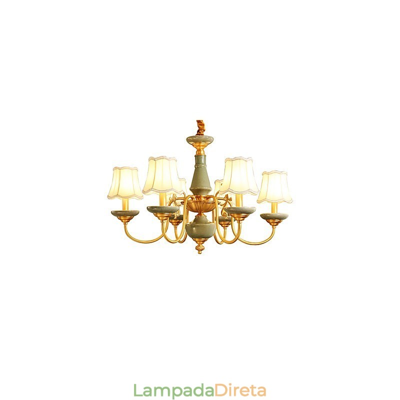 Lustre todo em cobre Lustre decorativo em jade