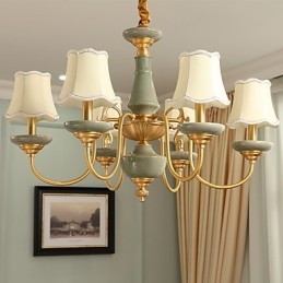 Lustre todo em cobre Lustre decorativo em jade