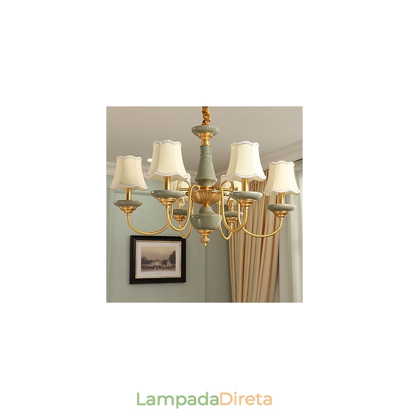 Lustre todo em cobre Lustre decorativo em jade