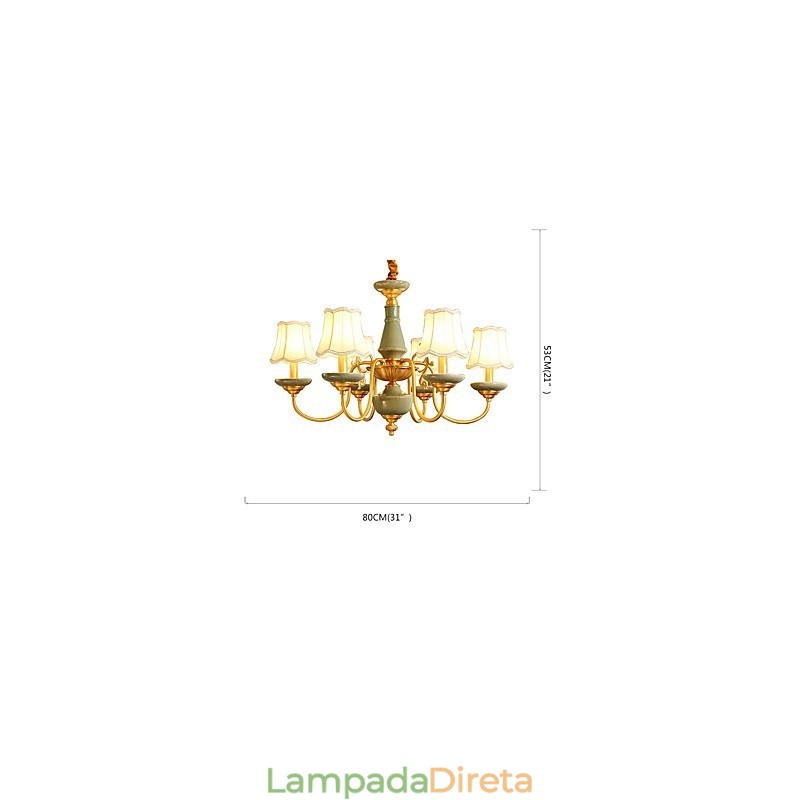 Lustre todo em cobre Lustre decorativo em jade