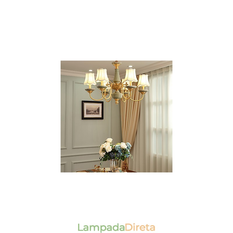 Lustre todo em cobre Lustre decorativo em jade