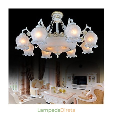 Lustre Branco Europeu Retro Clássico Lustre Branco Europeu Retro Clássico