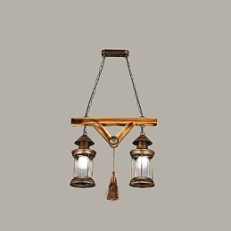 Lustre de metal rústico Lodge Globe Vintage Retro Country Painting Feature para designers de estilo Mini