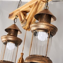 Lustre de metal rústico Lodge Globe Vintage Retro Country Painting Feature para designers de estilo Mini