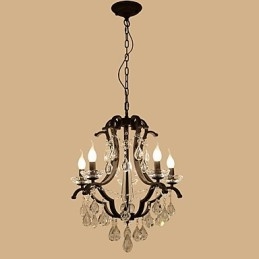 Lustre de cristal com 5 luzes, moderno, contemporâneo, tradicional, clássico, rústico, chalé, vintage, retrô, lanterna, tambor, pintura country