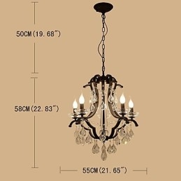 Lustre de cristal com 5 luzes, moderno, contemporâneo, tradicional, clássico, rústico, chalé, vintage, retrô, lanterna, tambor, pintura country