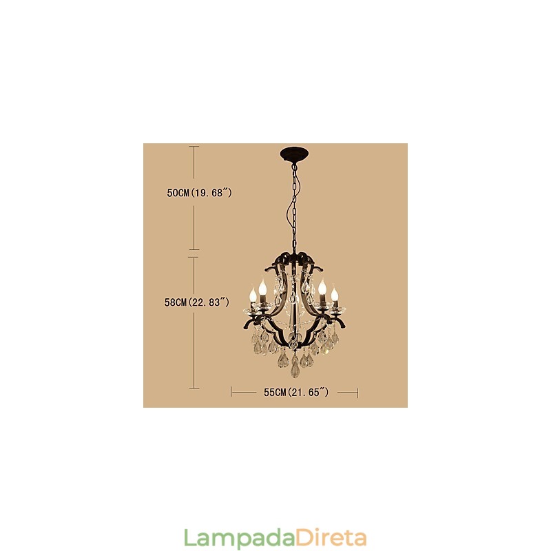 Lustre de cristal com 5 luzes, moderno, contemporâneo, tradicional, clássico, rústico, chalé, vintage, retrô, lanterna, tambor, pintura country