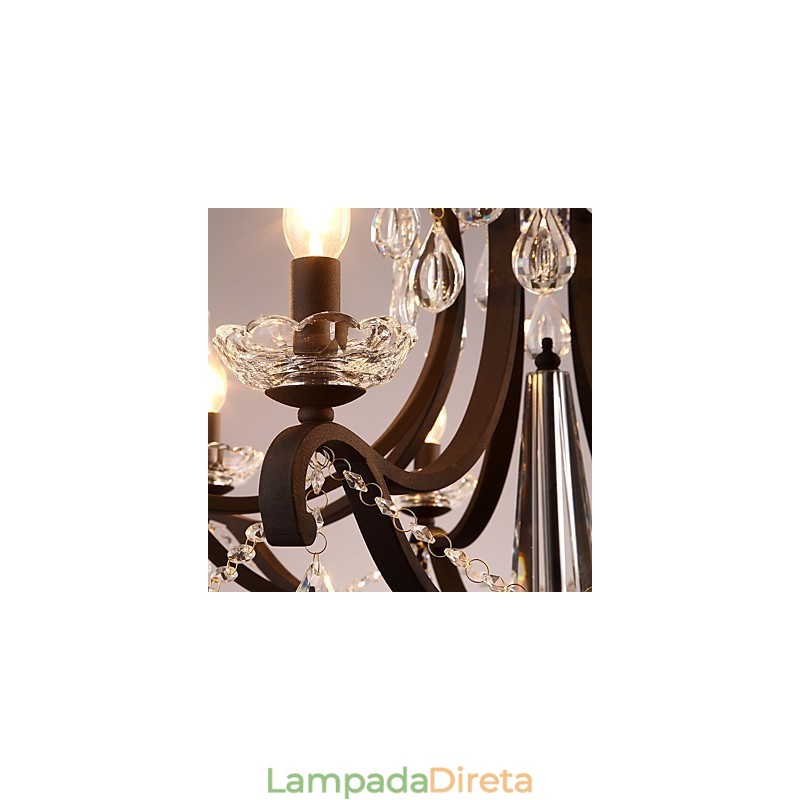 Lustre de cristal com 5 luzes, moderno, contemporâneo, tradicional, clássico, rústico, chalé, vintage, retrô, lanterna, tambor, pintura country