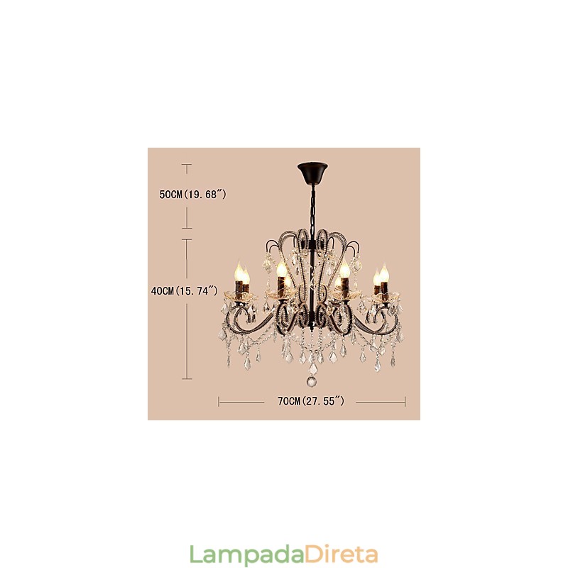 8 Luzes Lustre de Cristal Moderno Contemporâneo Tradicional Clássico Rústico Lodge Vintage Retro