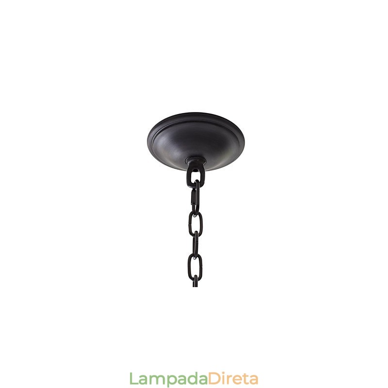 Luminária pendente de ferro estilo retrô com 8 luzes
