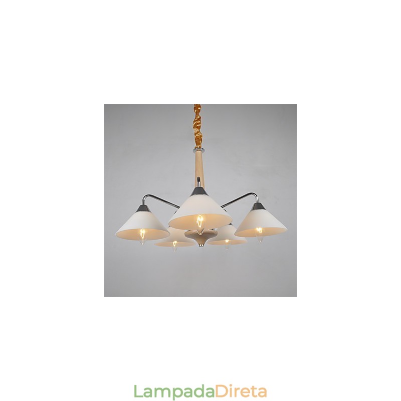 Lustre moderno contemporâneo galvanizado para lustre de bambu e madeira