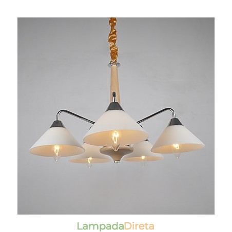 Lustre moderno contemporâneo galvanizado para lustre de bambu e madeira Lustre moderno contemporâneo galvanizado para lustre de bambu e madeira
