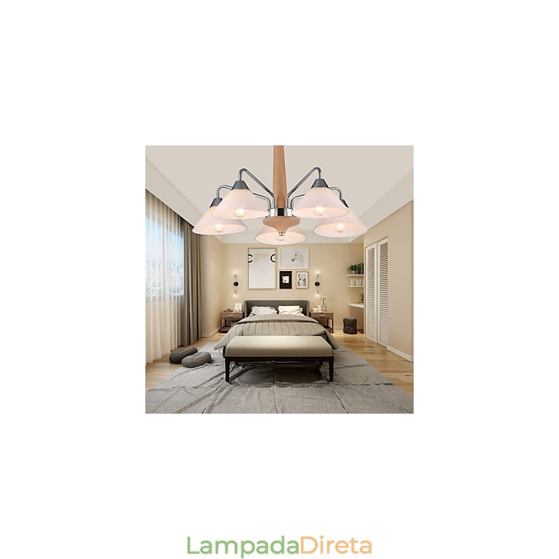 Lustre moderno contemporâneo galvanizado para lustre de bambu e madeira