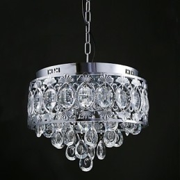 Elegante lustre de cristal transparente moderno com 4 luzes
