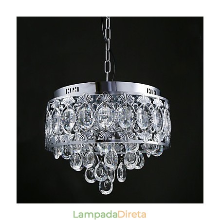 Elegante lustre de cristal transparente moderno com 4 luzes Elegante lustre de cristal transparente moderno com 4 luzes