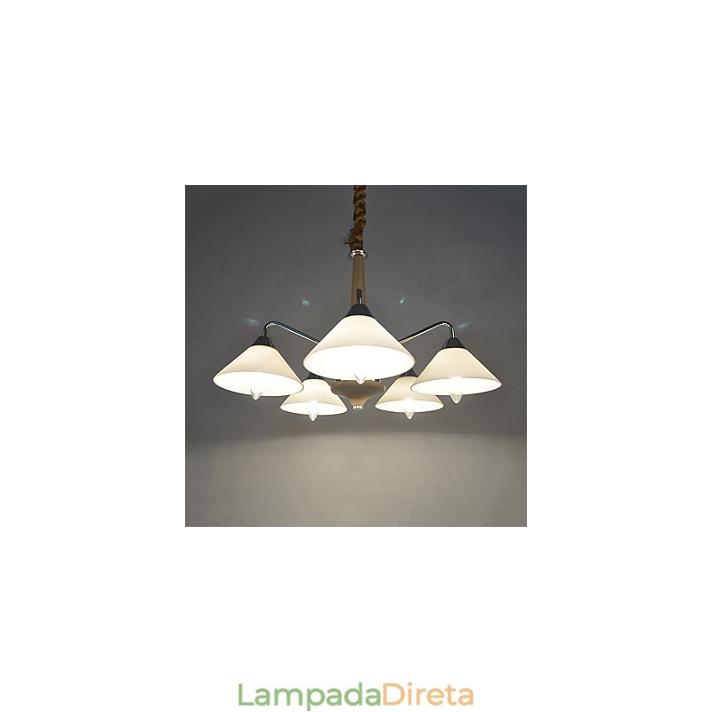 Lustre moderno contemporâneo galvanizado para lustre de bambu e madeira