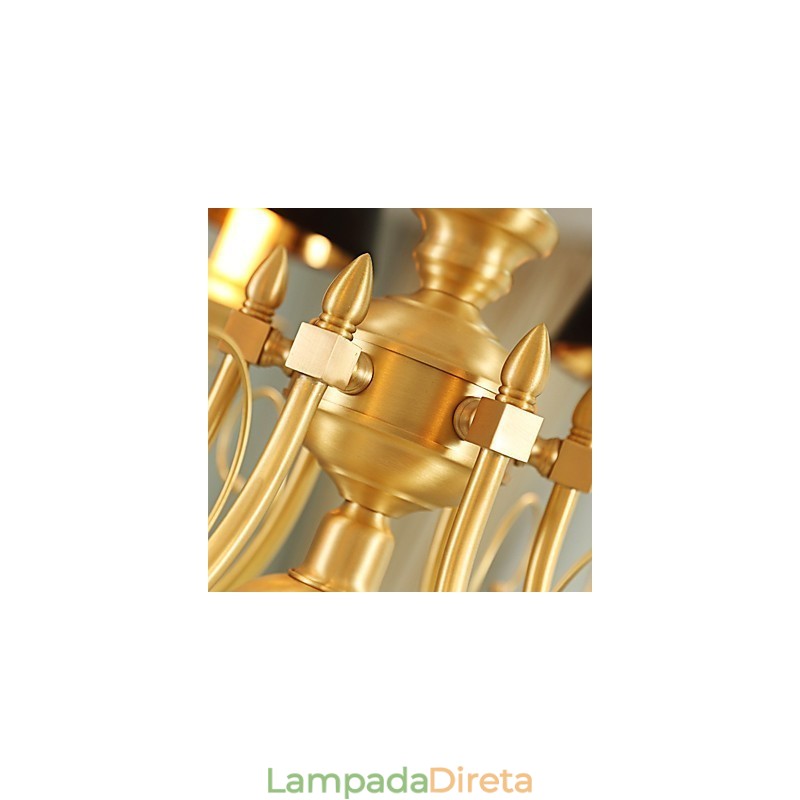 Lustre Tradicional Clássico Country Latão Recurso para Mini Estilo Metal 3 Lâmpadas