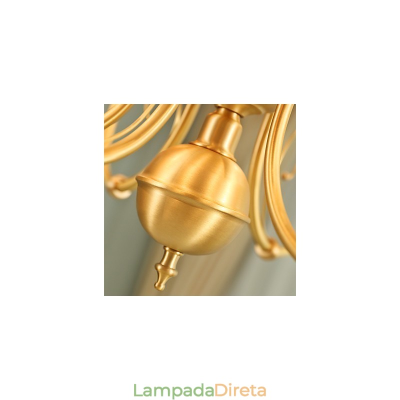 Lustre Tradicional Clássico Country Latão Recurso para Mini Estilo Metal 3 Lâmpadas