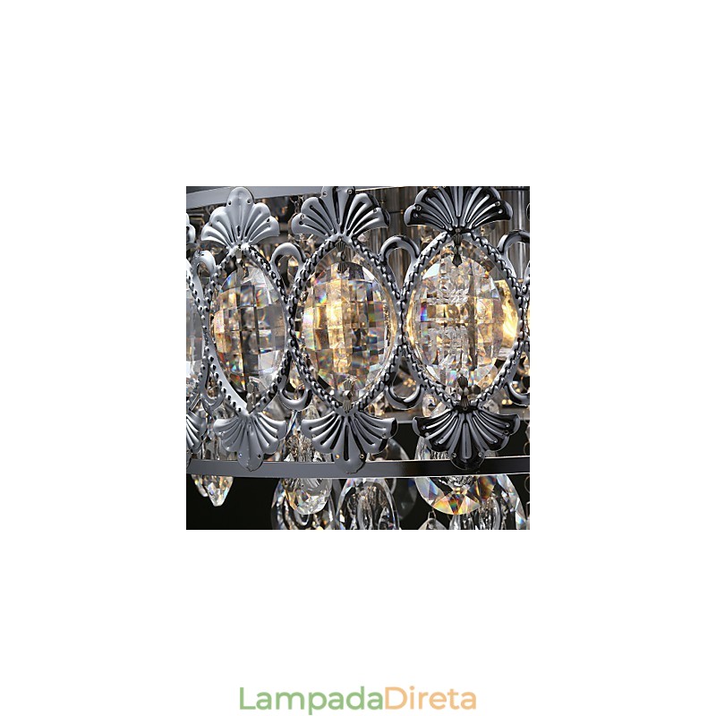 Elegante lustre de cristal transparente moderno com 4 luzes