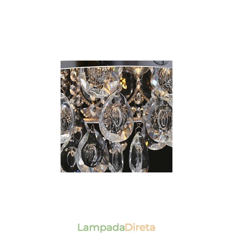 Elegante lustre de cristal transparente moderno com 4 luzes