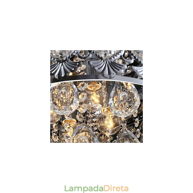 Elegante lustre de cristal transparente moderno com 4 luzes