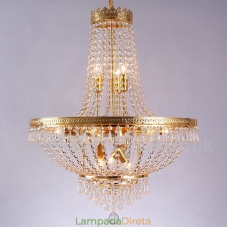 Recurso tradicional clássico galvanizado para lustre de metal estilo mini cristal com 9 lâmpadas Recurso tradicional clássico galvanizado para lustre de metal estilo mini cristal com 9 lâmpadas