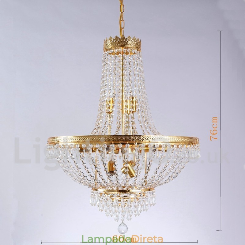 Recurso tradicional clássico galvanizado para lustre de metal estilo mini cristal com 9 lâmpadas