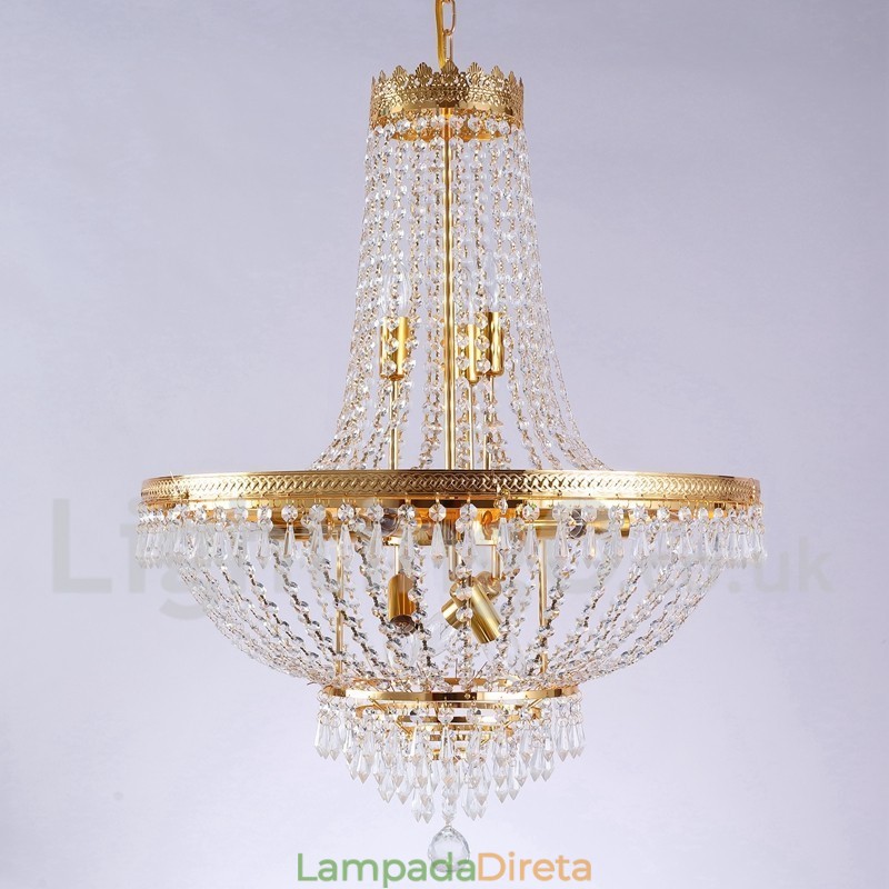 Recurso tradicional clássico galvanizado para lustre de metal estilo mini cristal com 9 lâmpadas