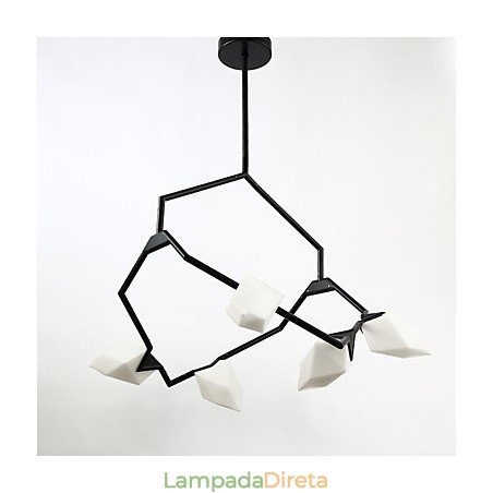 Cinco postes de luz modernos de metal com lustre de vidro pêssego, luminária pendente para decoração de cantina Cinco postes de luz modernos de metal com lustre de vidro pêssego, luminária pendente para decoração de cantina